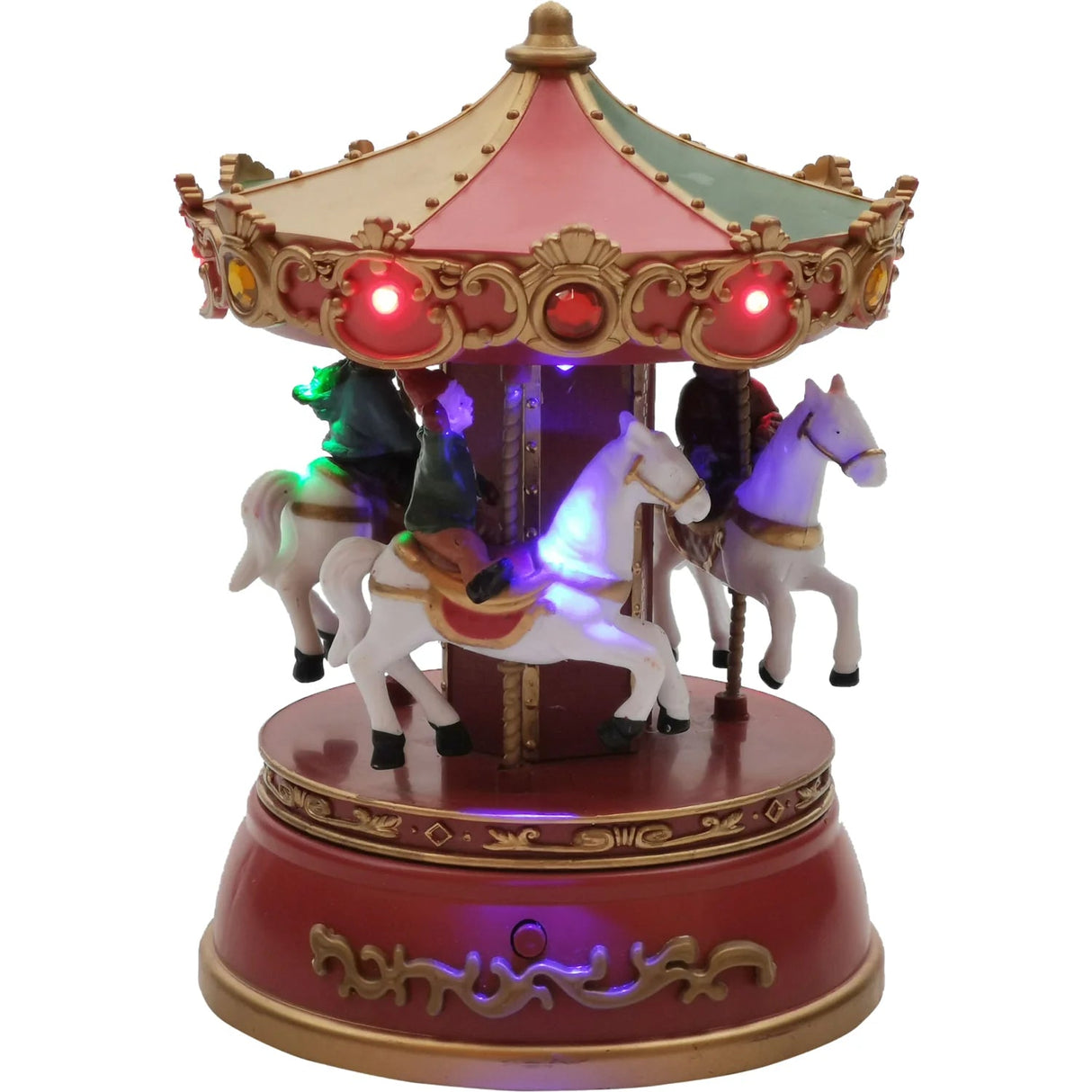 Carillon giostra con luce LED, con tre cavalli