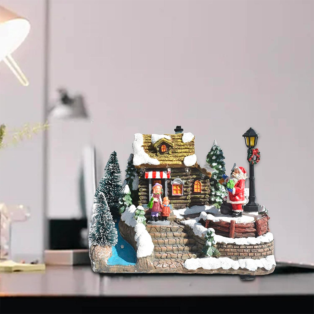 Casa del Villaggio di Natale con Luce LED a Batteria