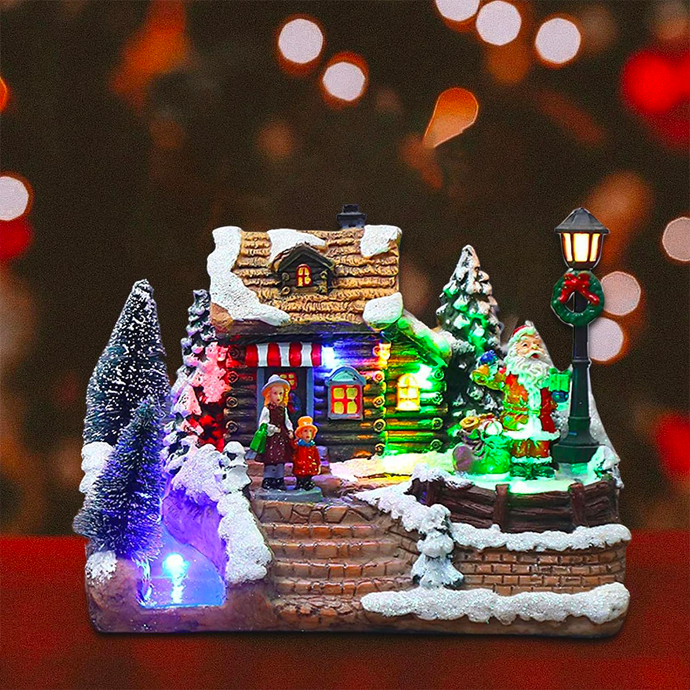 Casa del Villaggio di Natale con Luce LED a Batteria – FLR International