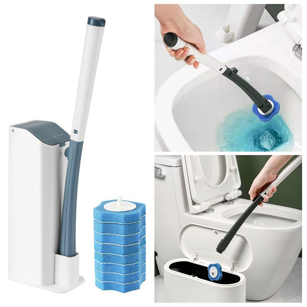 BES-33995 - Ordine e pulizia - beselettronica - Scopino Wc Con 8 Spugne Usa  E Getta Spazzola Bagno Pulizia Toilette Supporto