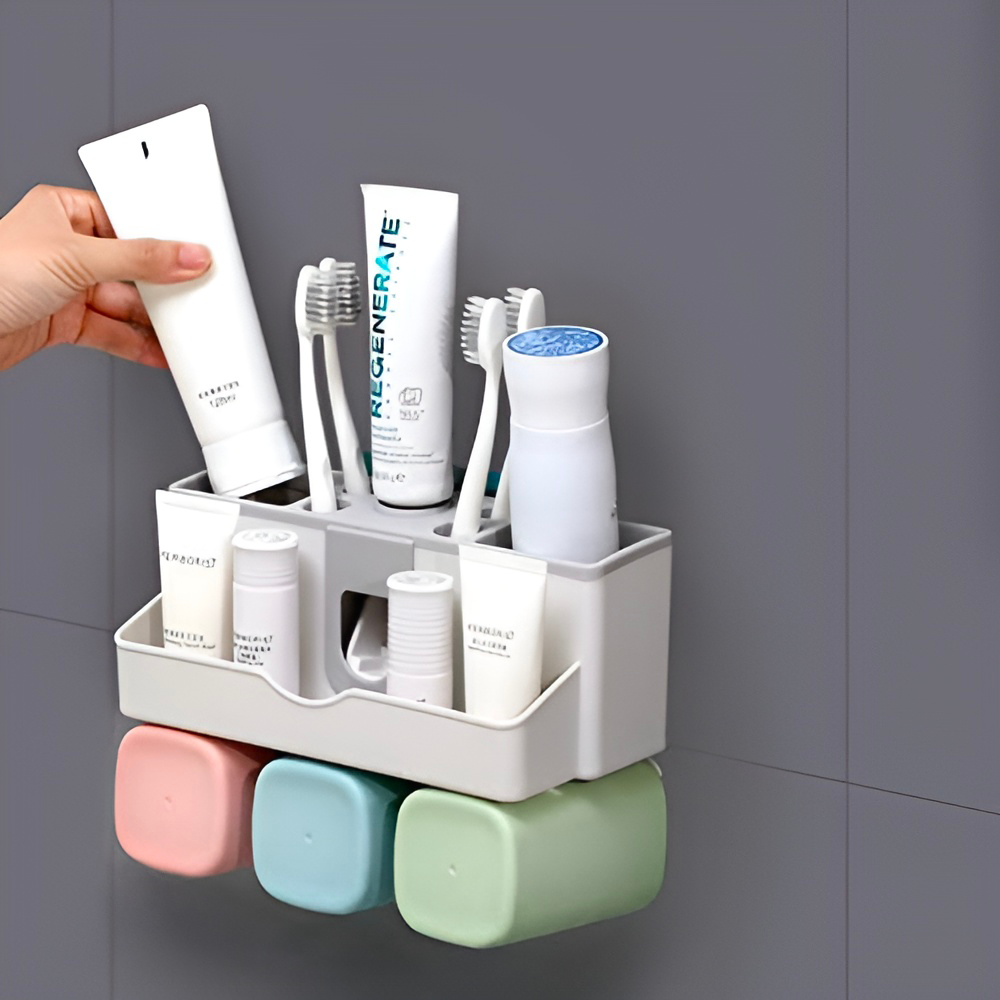 Dispenser automatico di dentifricio per montaggio a parete Set di accessori  per il bagno Dispenser di spremiagrumi per dentifricio strumento per  portaspazzolino da bagno