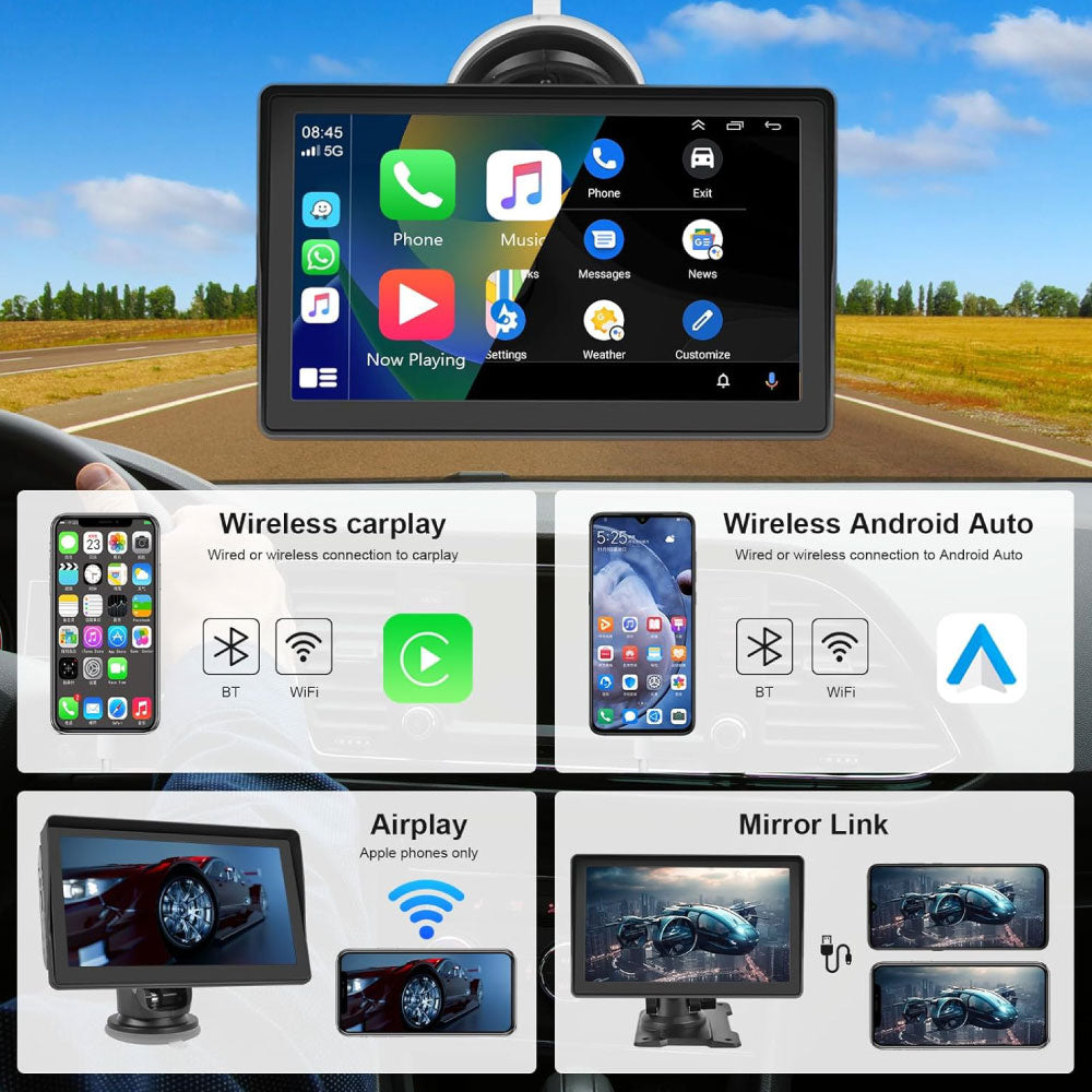 Drive Smart, CarPlay Senza Fili con Display Touchscreen HD da 7 Pollici