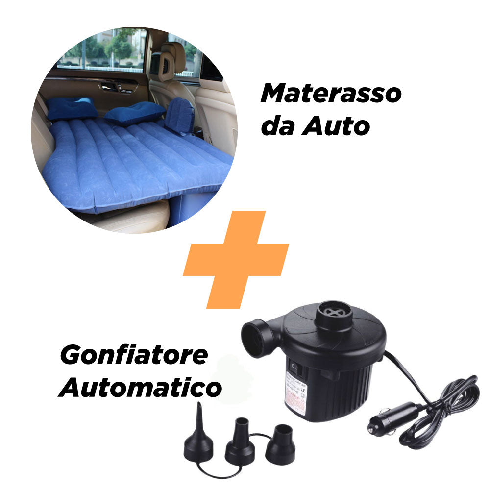 Kit Materasso Letto e Cuscini Gonfiabili Per Auto Con Gonfiatore Elettrico