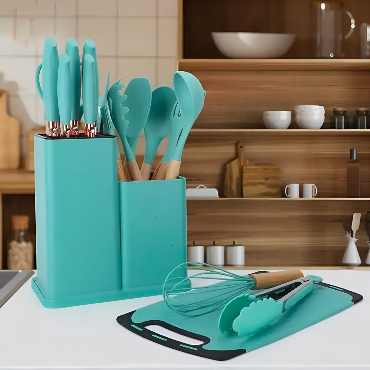 11pcs Set di utensili da cucina rosa Set di utensili da cucina in silicone