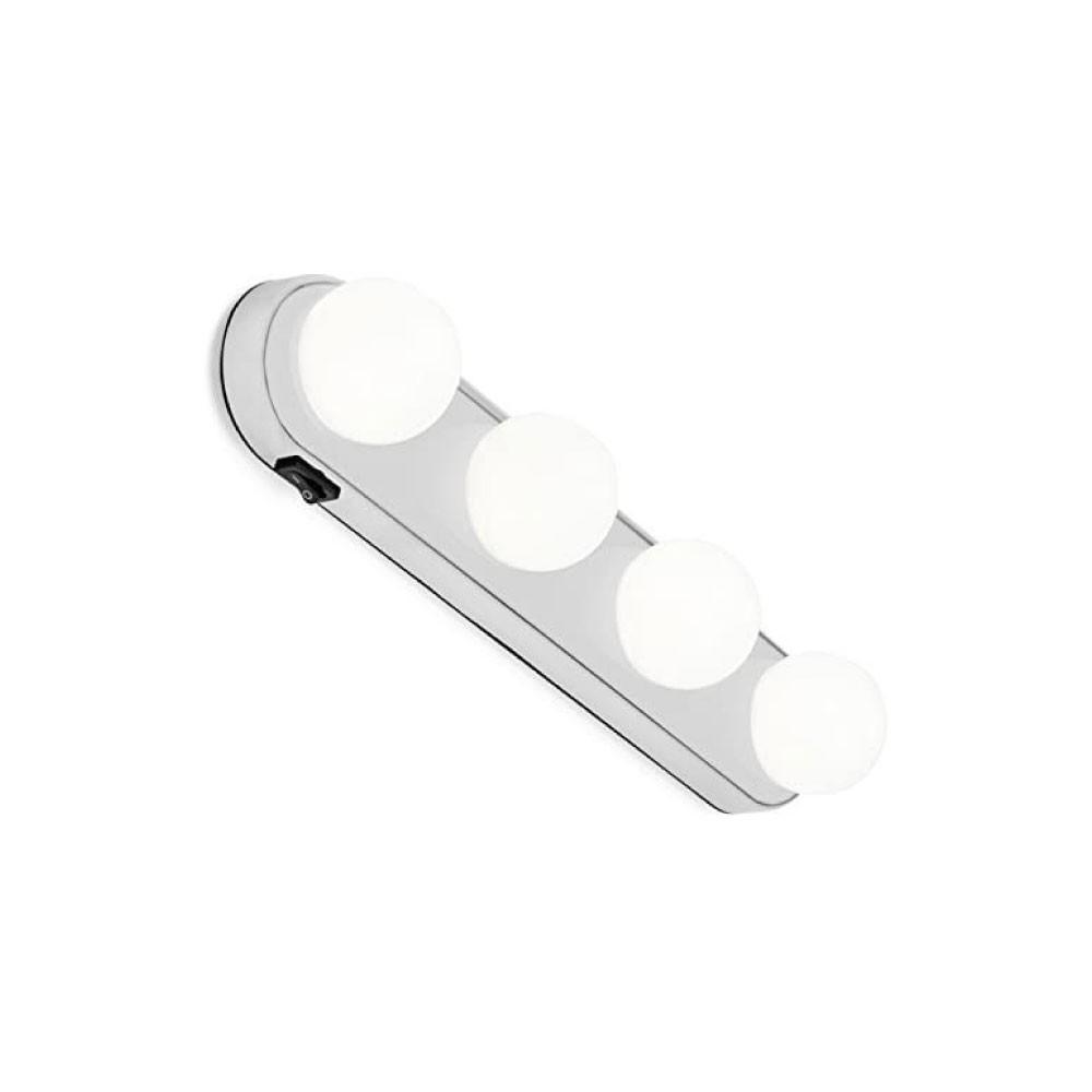 Illuminazione portatile per specchi da trucco, lampada da make-up, senza  cavo, 4 lampadine a LED alimentate a batteria e potenti ventose.