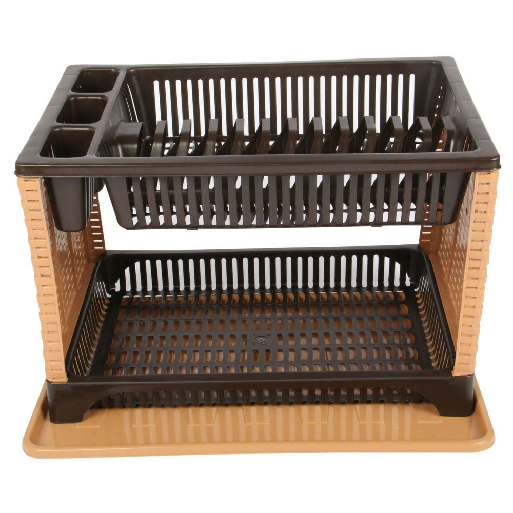 Plastic dish rack with 2 shelves