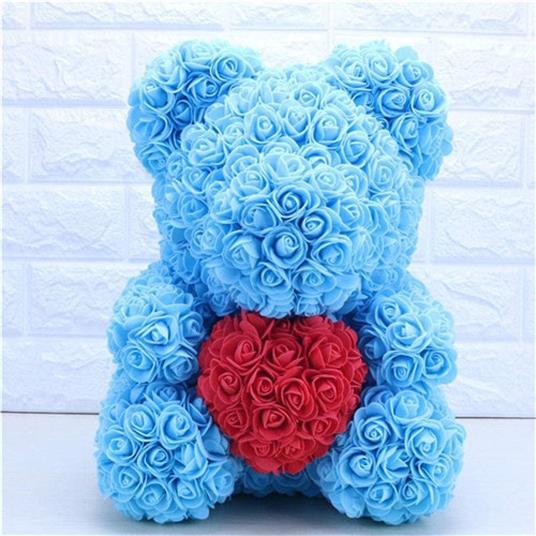 Teddy Heart Valentine's Day bear in artificial roses with hearts in various  colours